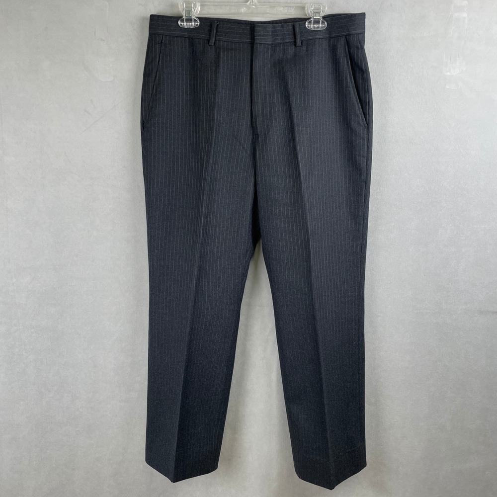 VTG Michael J Daniel Gray Pinstripe 100% Worsted Wool Dress Pants USA Made 34